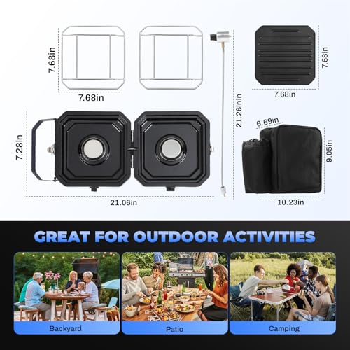 Adjustable 2 Burner Portable Stove with 16000 BTU