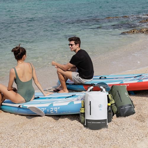 Waterproof Dry Bag 30L Boating Backpack for Travel Hiking Camping Bags for Kayaking Hiking Waterproof Bags Swimming Floating Submersible Dry Bag Grey&White
