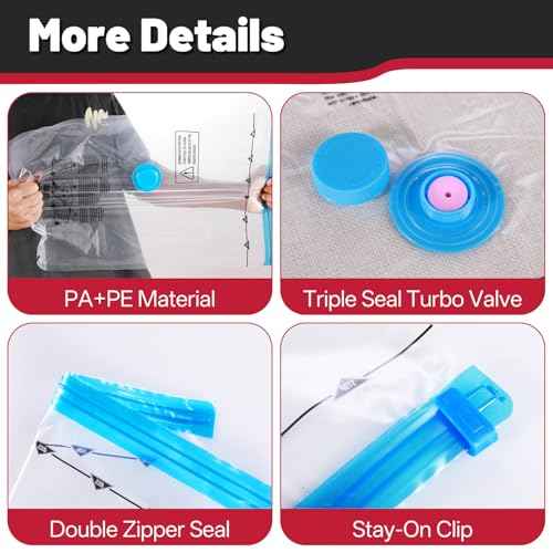 Combo 24 Pack Vacuum Storage Bags with Portable Electric Pump (24 Count)