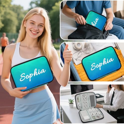 Personalized Electronics Organizer Travel Case Custom Name Cord Storage Bag Tech Accessories Pouch for Cable Charger Phone