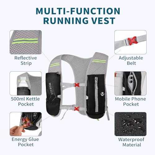 Running Hydration Backpack with 2L Water Bladder Hydration Pack Vest Lightweight Water Backpack for Running Hiking Cycling Marathon Trail Weekend Bags for Men Women