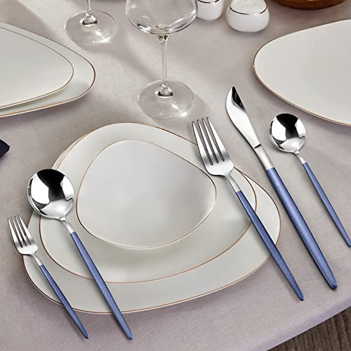 Mirror Silver Blue Silverware Set (4 Count)