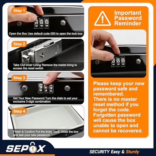 Water Fire Resistant Steel Case Lock Box 3Ft Cable Resettable Combo