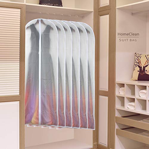 Dress Bags for Hanging Clothes 24'' x 54'' Long Dress Hanging Garment Bag White Breathable Garment Bags for Hanging Clothes Full Zipper Dust Cover for Storage Closet Pack of 6 (6 Count)