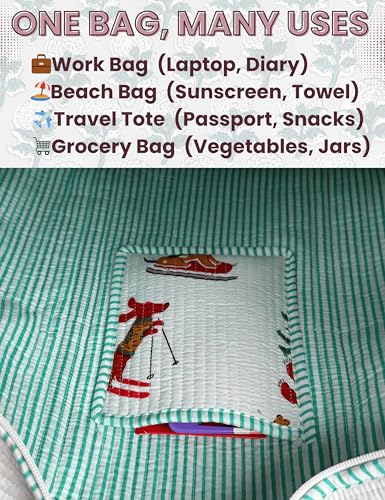 100% Cotton Quilted Tote Bag For Women