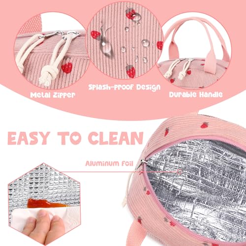 Lunch Bag for Women Men Cute Corduroy Lunch Tote Bags Reusable Insulated Lunch Box Large Capacity Reusable Insulated Cooler for Work Picnic or Travel