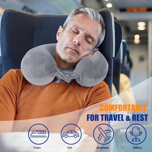Travel Pillows for Sleeping Airplane 100% Pure Memory Foam Neck Pillow for Airplanes Washable Cover with Storage Bag