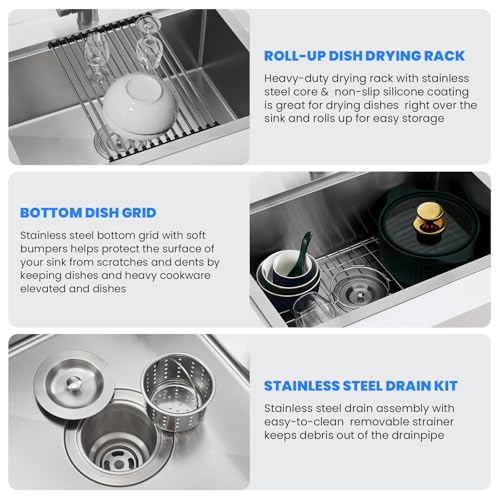 25×18 Drop In Workstation Sink with Cutting Board & Accessories