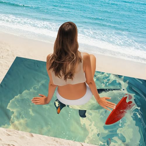 Microfiber Penguin Beach Towel Oversized