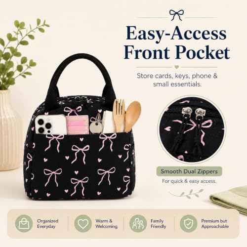 Lunch Bag for Women Cute Corduroy Lunch Tote Bags with Shoulder Strap Reusable Insulated Lunch Box Large Capacity Reusable Insulated Cooler for Work Picnic or Travel