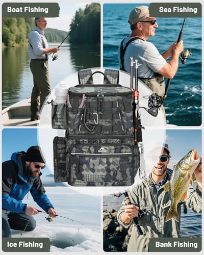 Cooler Fishing Backpack with 4 Tackle Boxes