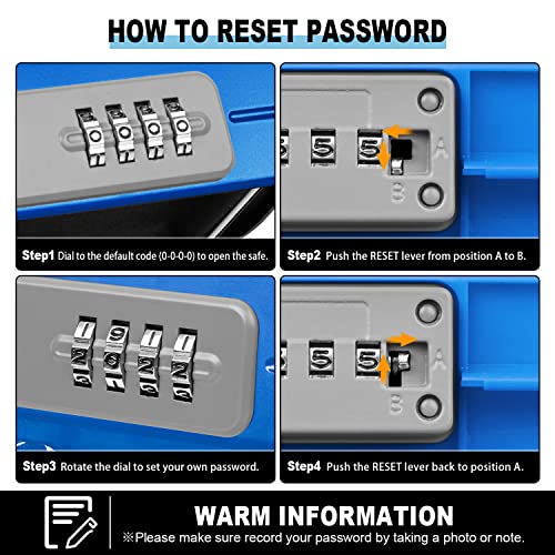 Portable Safe Lock Box with Combination Lock Mini Beach Travel Safe Waterproof Small Lockable Box with Removable Wire Rope Combination Safe Box for Dorm