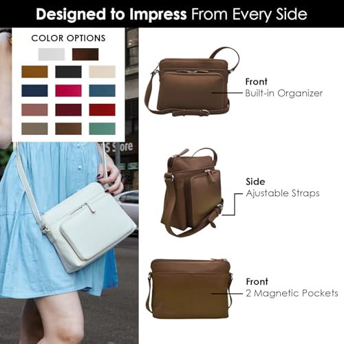 Genuine Leather Crossbody Bags for Women with Wallet Organizer