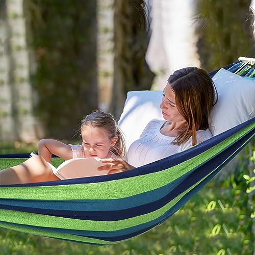 Cotton Hammock 8.9x4.9ft Holds Up to 660lbs Prevents Side