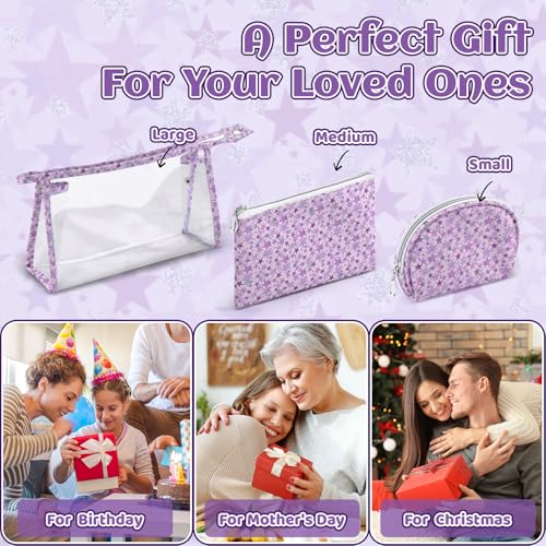 3 Pieces Purple Makeup Bags (3 Count)