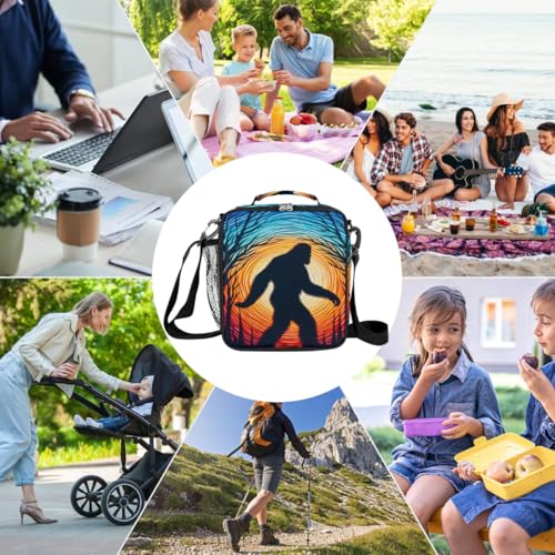 Galaxy Bigfoot Kids Lunch Box for Girls Boys Reusable Insulated Lunch Bag for Kids Toddler Thermal Cooler Spacious Lunchbox with Shoulder Strap Lunchbag for School Work Picnic (print 7)