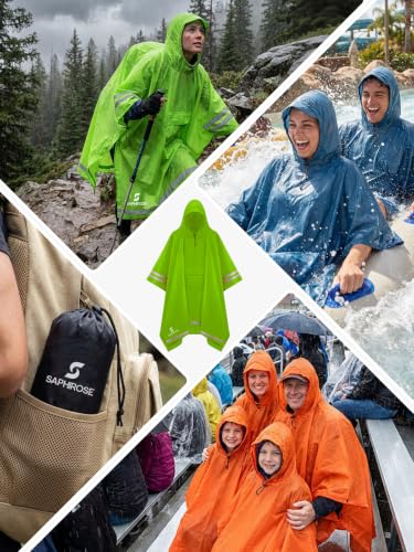 Adult Rain Poncho Waterproof Hooded Raincoat Lightweight Packable