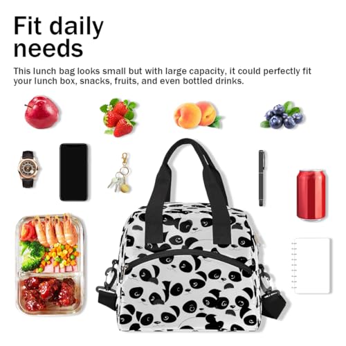Black White Panda Lunch Bag for Women Girls (B 025)