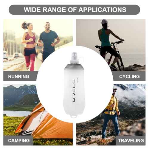 200ml/350ml/500ml Collapsible Soft Flask,BPA Free Folding Soft Water Bottle with Hanging Ring,Lightweight TPU Hydration Flask for Running Marathon Cycling Hiking (2 Count)