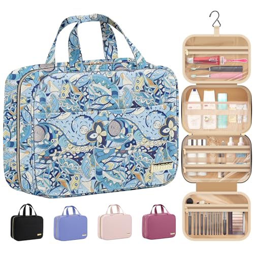 Hanging Travel Toiletry Bag Women Men Essentials Blue Paisley