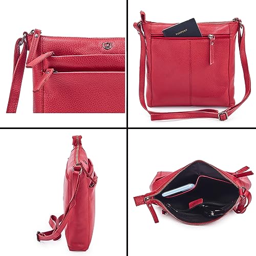 Leather Crossbody Bags for Women Small Genuine Nappa Purse Multi