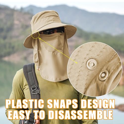Sun Hats for Men Women Fishing Hat UPF 50+ Breathable Wide Brim Summer UV Protection Hat with Face Cover & Neck Flap