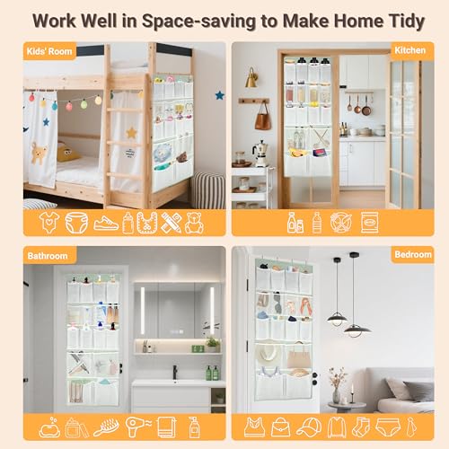 16 Pockets Over Door Hanging Storage Organizer with 4 Kinds Pouch