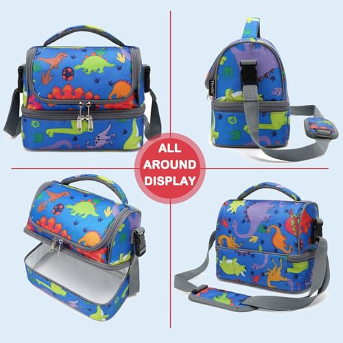 Kids Double Decker Cooler Insulated Lunch Bag Large Tote for Boys