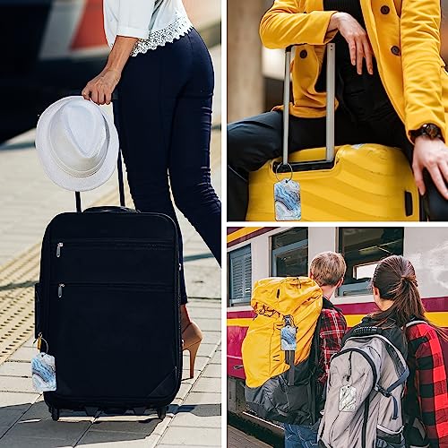 2 Pack Abstract Marble Luggage Tag for Suitcases Marble with Gold Veins PU Leather Bag Travel Suitcase ID Identifier Baggage Tags for Women Men Travel (2 Count)