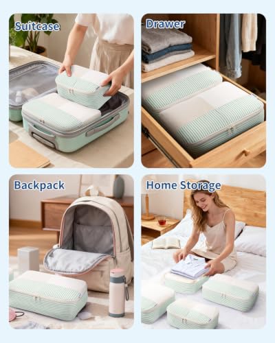 7 Set Striped Packing Cubes for Travel Carry on Suitcase