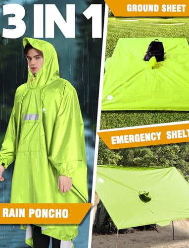 Hooded Rain Poncho for Adult Waterproof Lightweight Raincoat