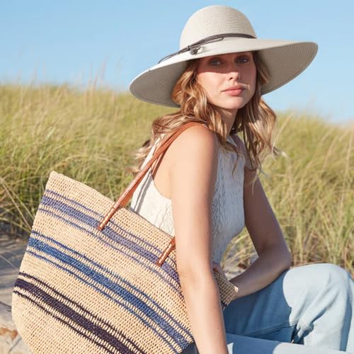 Womens Sun Straw Hat Bowknot Hat Summer Wide Brim Bucket Hats Foldable Beach Sun Hats Roll up UPF 50+