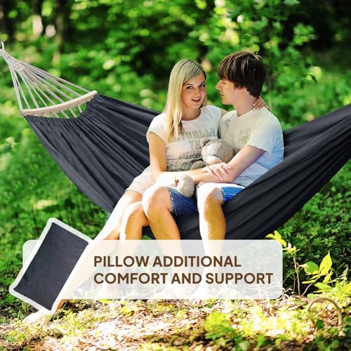 Cotton Hammock 8.9x4.9ft Holds Up to 660lbs Prevents Side
