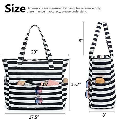 Beach Bag Waterproof Sandproof Women Tote Bag Pool Bag with Zipper for Gym Grocery Travel with Wet Pocket
