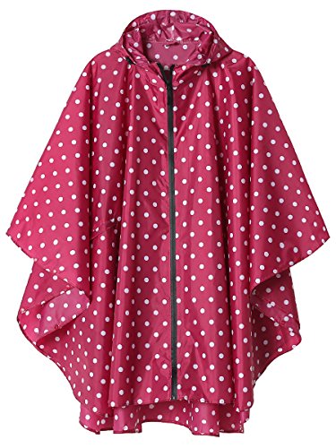 Adult Rain Poncho Waterproof Hooded Zipper Raincoat with Pockets