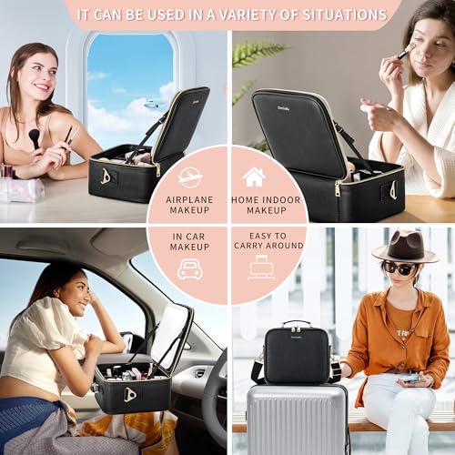 Travel Makeup Bag with LED Mirror