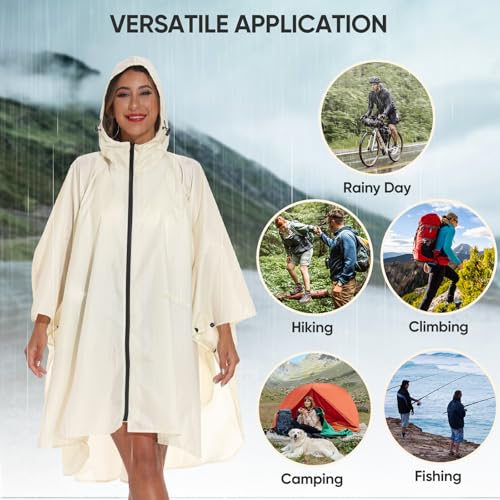 Rain Poncho for Adults with Zipper