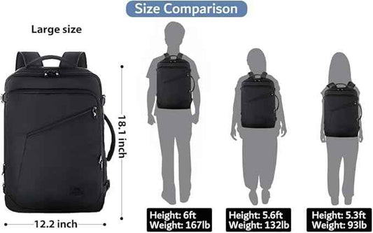 MATEIN Mens Travel Backpack, 27L Lightweight Carry on Backpack for Women, Expandable Business Backpacks, Waterproof Hiking Daypack for Outdoor Sports Rucksack Casual Daypack, Travel Essential, Black