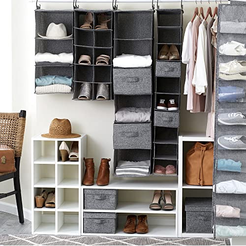 3‑Shelf Hanging Closet Organizer with Hooks in Poly Linen and PEVA Shelving