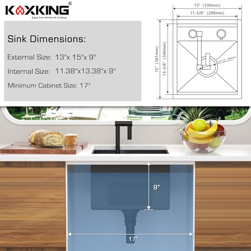 RV Kitchen Sink 13x15 Inch with Foldable Faucet