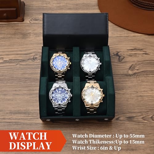 Watch Roll Travel Case for 4 Watches Storage and Organizer