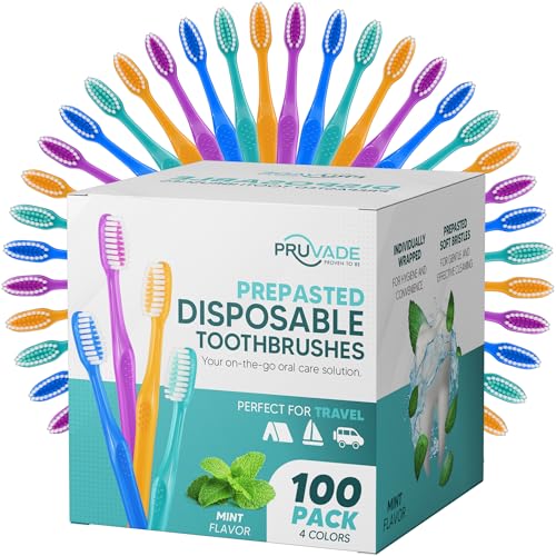 100 Pack Disposable Toothbrushes with Toothpaste (100 Count)