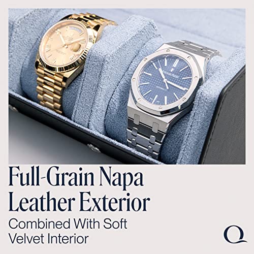 Leather Watch Roll Travel Case for 3 Watches