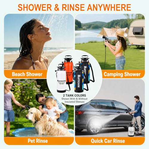 8L/2.1-Gal Portable Shower for Beach & Camping, 10 Spray Patterns