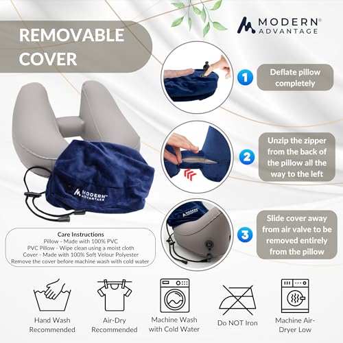 Inflatable Travel Pillow for Airplanes with Comfort Hood