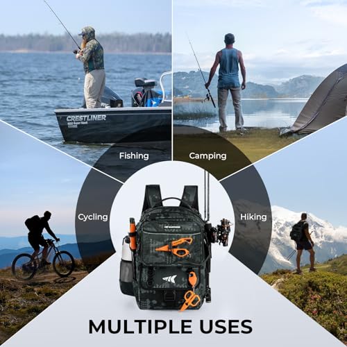 BaitSpace Fishing Backpack with Bait Binder & 2 Rod Holders