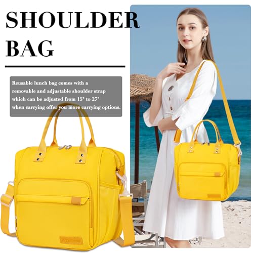 Yellow Lunch Box for Women Insulated Lunch Bag for Young Ladies Lunch Tote Bag