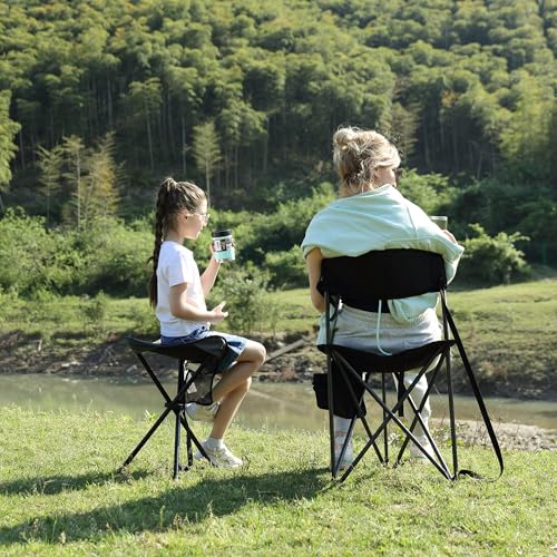 Extra Large Quick Folding Tripod Stool 2 Pack with Backrest Fishing Camping Chair with Carry Strap