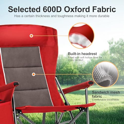 Oversized Camping Chairs High Back Heavy Duty Lawn Chair 500LBS