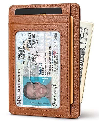 Slim Wallet for Men Women Minimalist Small Leather Front Pocket Wallets with RFID Blocking and Gifts Box